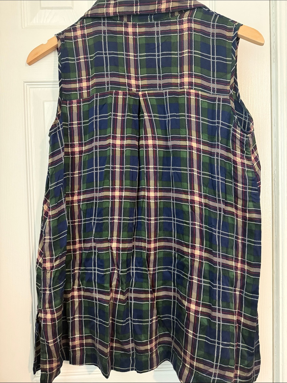 august silk Green and Navy Plaid 100% Silk Pajama Set -S - Picture 5 of 9